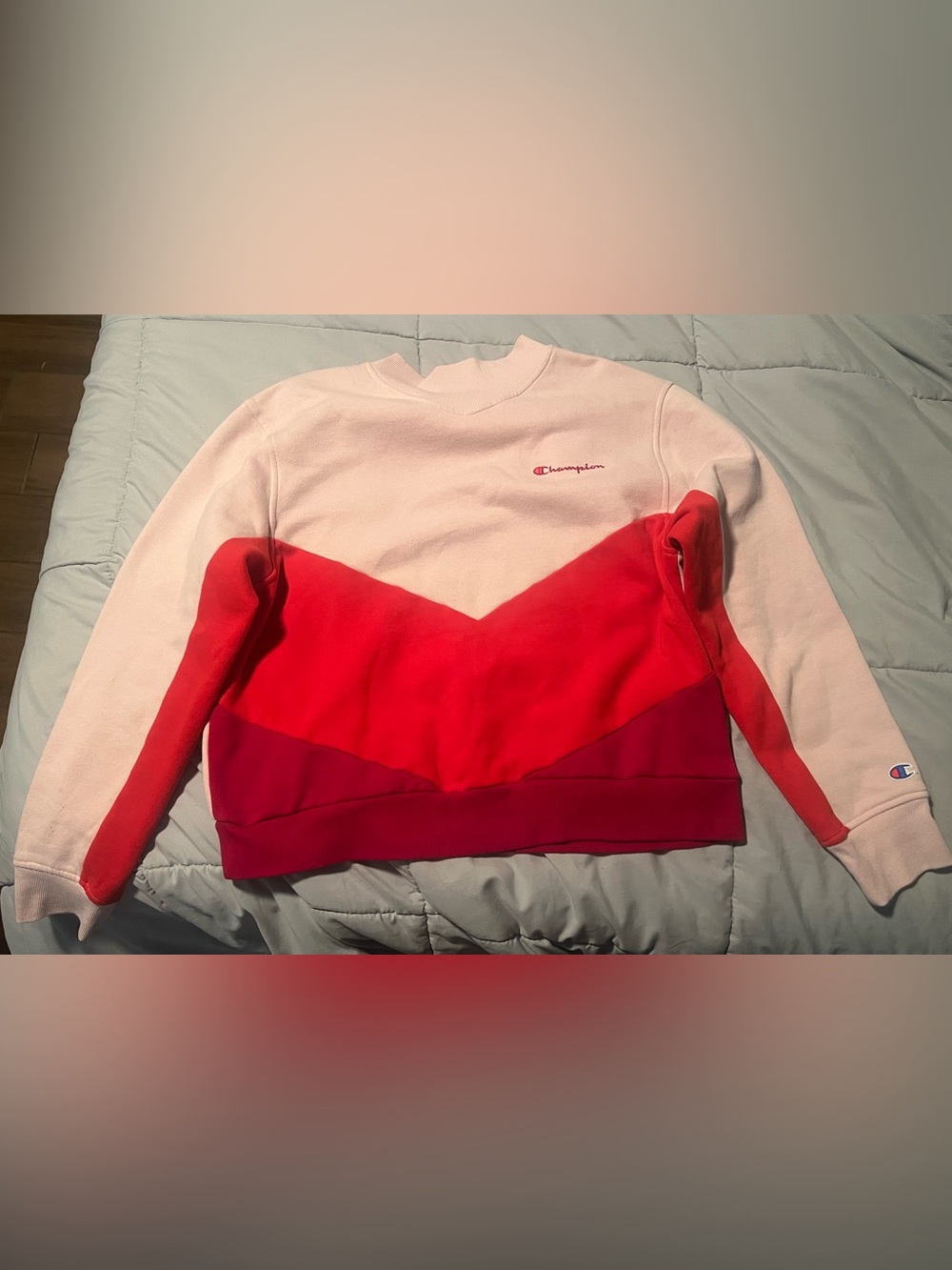 Champion Crewneck Pullover in Light Pink, Red & Magenta